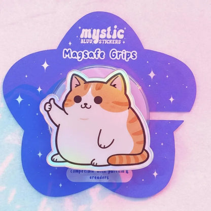 Cat with Headphones Magnetic Phone Grip: Cute Cat MagSafe Phone Stand, Funny Phone Accessory, Cat Lover Gift, Cozy Grip for Animal Lover