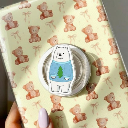 Polar Bear Christmas Sweater Phone Grip: Cute Holiday Bear MagSafe Phone Holder, Christmas Bear Grip, Xmas Phone Accessory, Holiday Decor