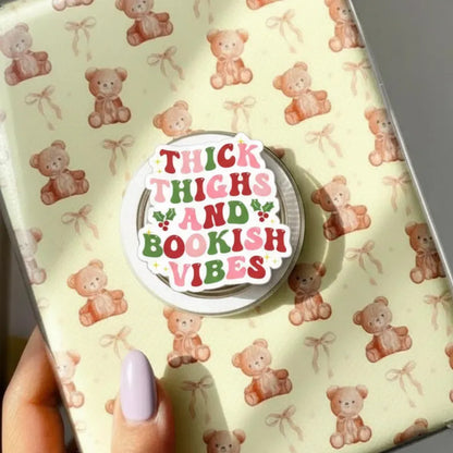 Thick Thighs and Bookish Vibes MagSafe Phone Grip – Curvy Reader GripTok, Christmas Magnetic Popgrip Alternative, Funny Book Lover Gift