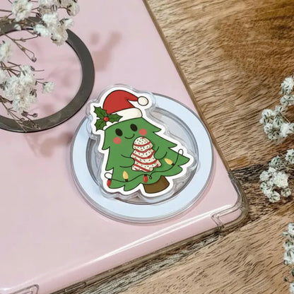 Cute Christmas Tree MagSafe Phone Grip – Holiday Cupcake Tree GripTok, Festive Kawaii Magnetic Kindle Stand Alternative, Xmas Gift for Teens
