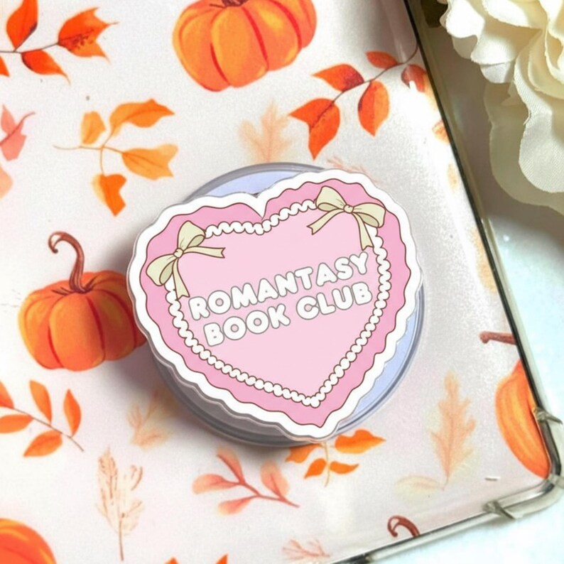 Romantasy Book Club MagSafe Phone Grip – Cute Heart Shaped Book Club Magnetic GripTok, Romantic Gift for Book Lovers, Bookish Accessories