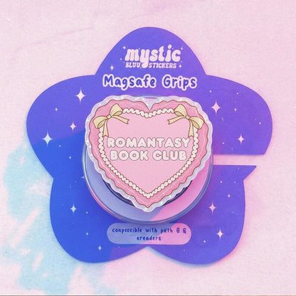 Romantasy Book Club MagSafe Phone Grip – Cute Heart Shaped Book Club Magnetic GripTok, Romantic Gift for Book Lovers, Bookish Accessories