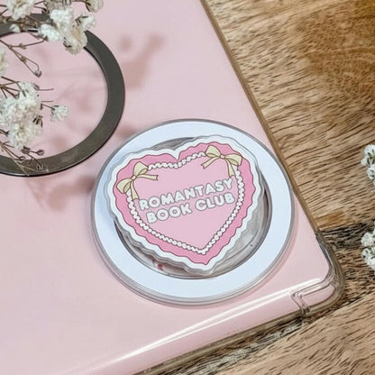 Romantasy Book Club MagSafe Phone Grip – Cute Heart Shaped Book Club Magnetic GripTok, Romantic Gift for Book Lovers, Bookish Accessories