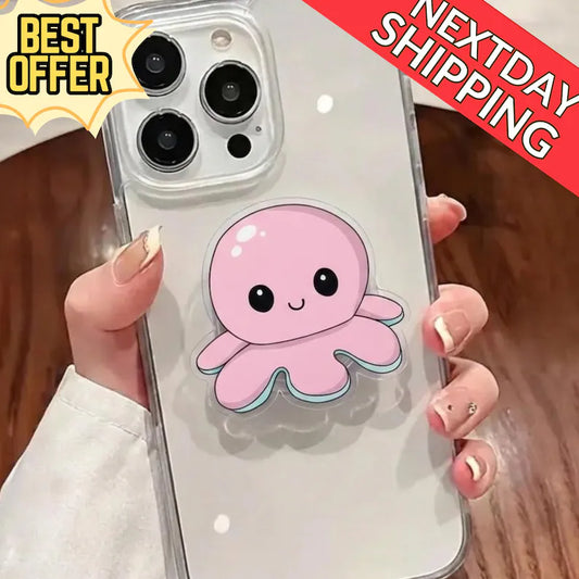 Pink Octopus MagSafe Phone Grip – Kawaii Octopus Phone Grip, Cute Magnetic Griptok Adorable Pink Accessory, Gift for Kids & Teens