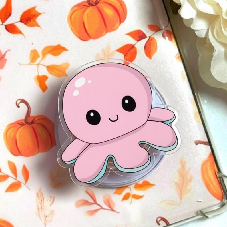 Pink Octopus MagSafe Phone Grip – Kawaii Octopus Phone Grip, Cute Magnetic Griptok Adorable Pink Accessory, Gift for Kids & Teens