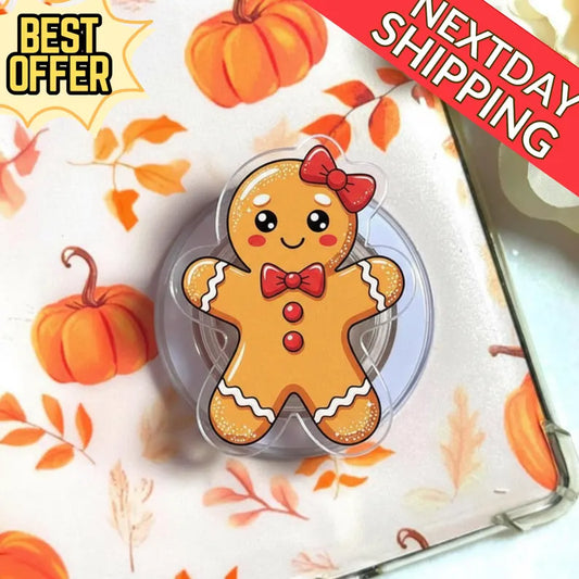 Gingerbread Cookie MagSafe Phone Grip – Cute Gingerbread Man, Christmas Magnetic Phone Holder, Holiday Accessory for Kids & Teens