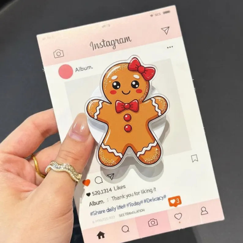 Gingerbread Cookie MagSafe Phone Grip – Cute Gingerbread Man, Christmas Magnetic Phone Holder, Holiday Accessory for Kids & Teens