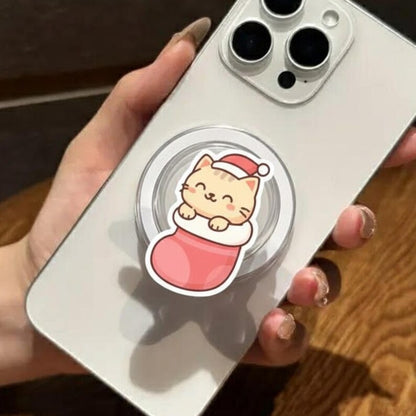 Kitten Christmas MagSafe Phone Grip – Cute Holiday Phone Accessory, Festive Magnetic Phone Holder for Cat Lovers, Christmas Grip for Kids