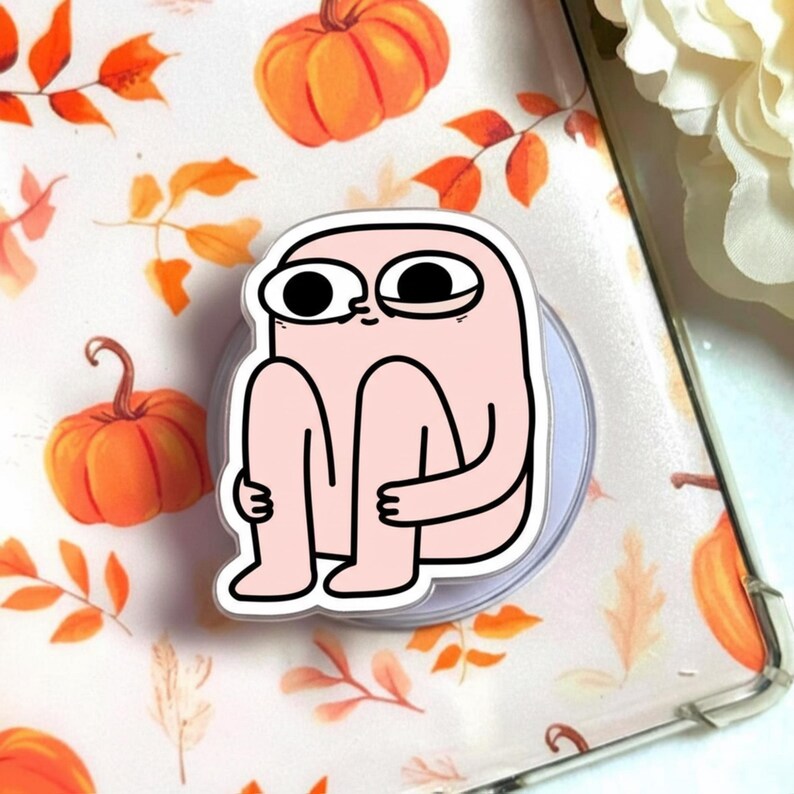 Sad Cartoon Magnetic Phone Grip, Funny Magsafe Phone Stand for Introvert, Cute Social Phone Accessory, Gift for Introverts, Quirky Grip