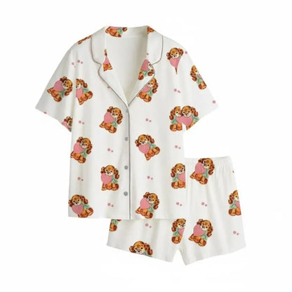 Dog Love Valentine Pajama Set, Holiday PJS, Valentine Gift, Matching PJs, Gift for Her PSJ1723