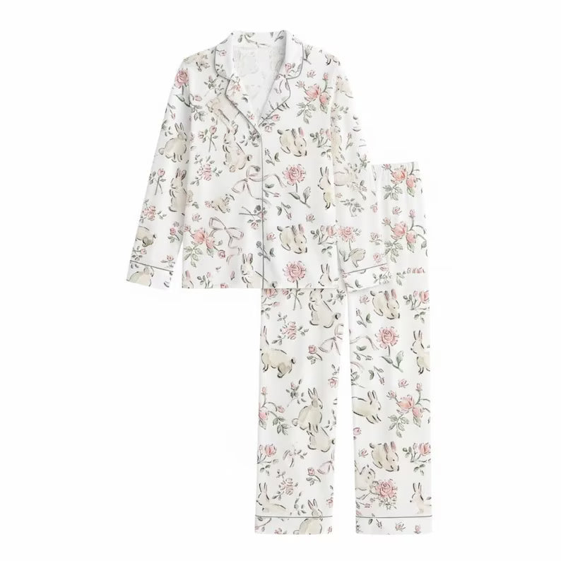 Bunny Easter Pajama Set, Holiday PJS, Easter Gift, Matching PJs, Gift for Her PSJ1722