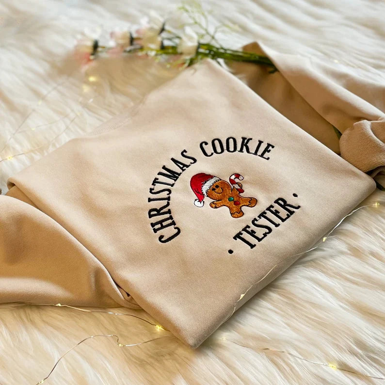 Embroidered Christmas Cookie Sweatshirt for Couple