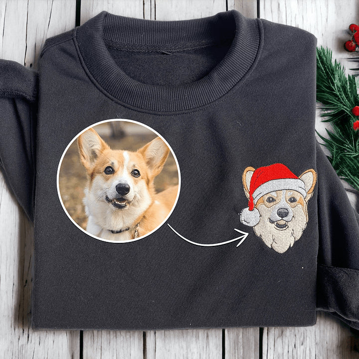 Custom Embroidered Pet Sweatshirt for Christmas