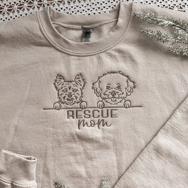 Custom Embroidered Dog MOM Sweatshirt