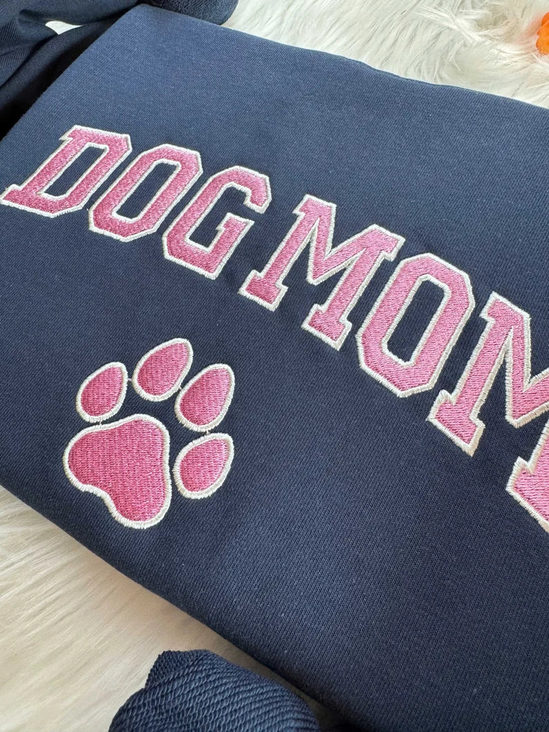 Embroidered Dog Mom Sweatshirt