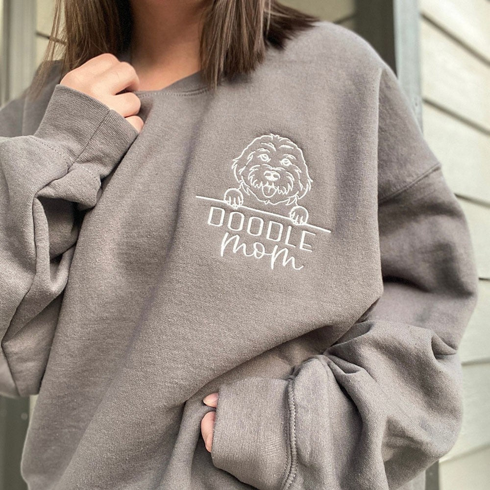 Custom Embroidered Dog MOM Sweatshirt