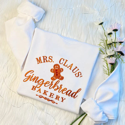 Embroidered Christmas Mrs Claus Gingerbread Sweatshirt