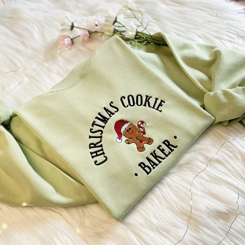 Embroidered Christmas Cookie Sweatshirt for Couple