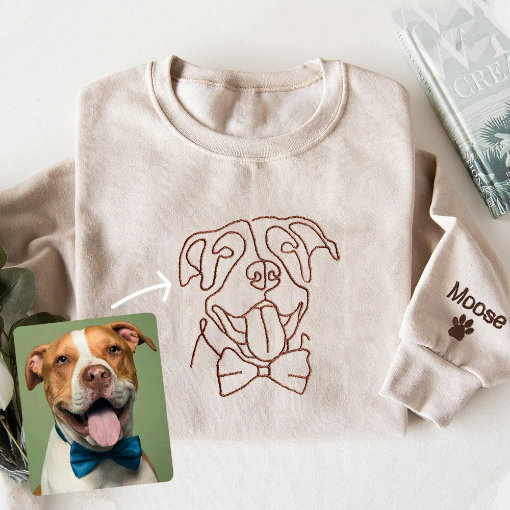 Custom Line Art Embroidered Hoodie for Pets