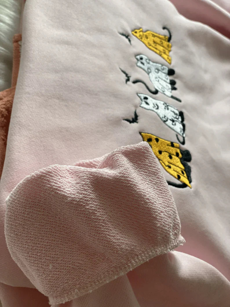 Embroidered Four Ghost Halloween Cat Sweatshirt