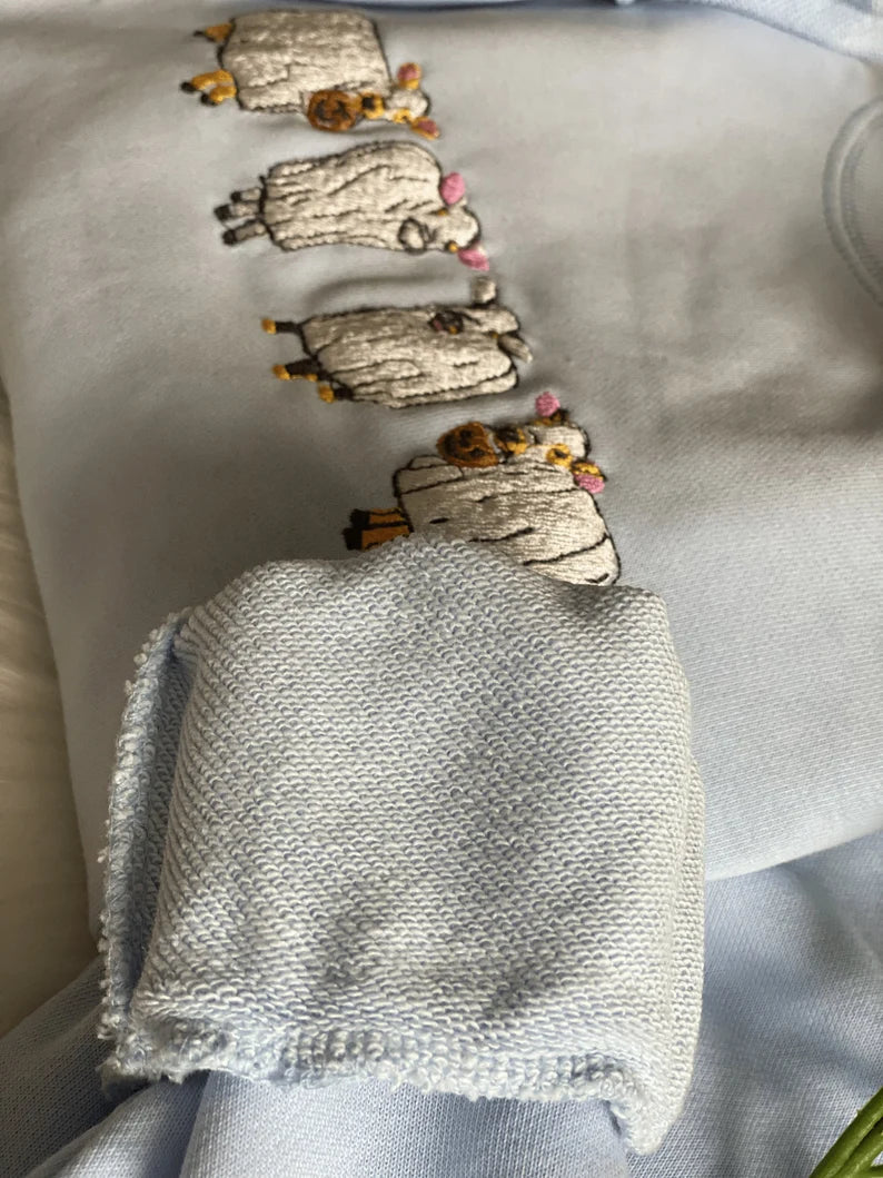 Embroidered Halloween Ghost Cow Sweatshirt