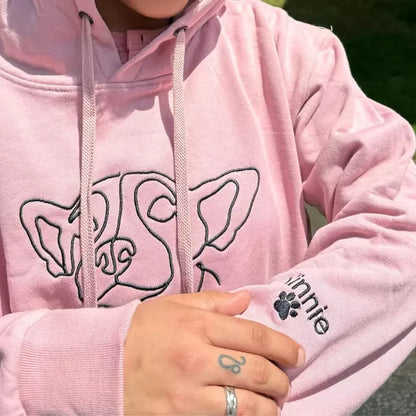 Custom Line Art Embroidered Hoodie for Pets
