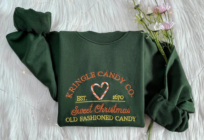 Embroidered Kringle Co Candy Christma Sweatshirt