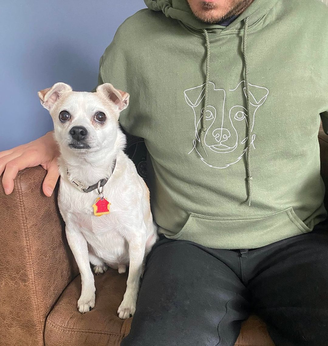Custom Line Art Embroidered Hoodie for Pets