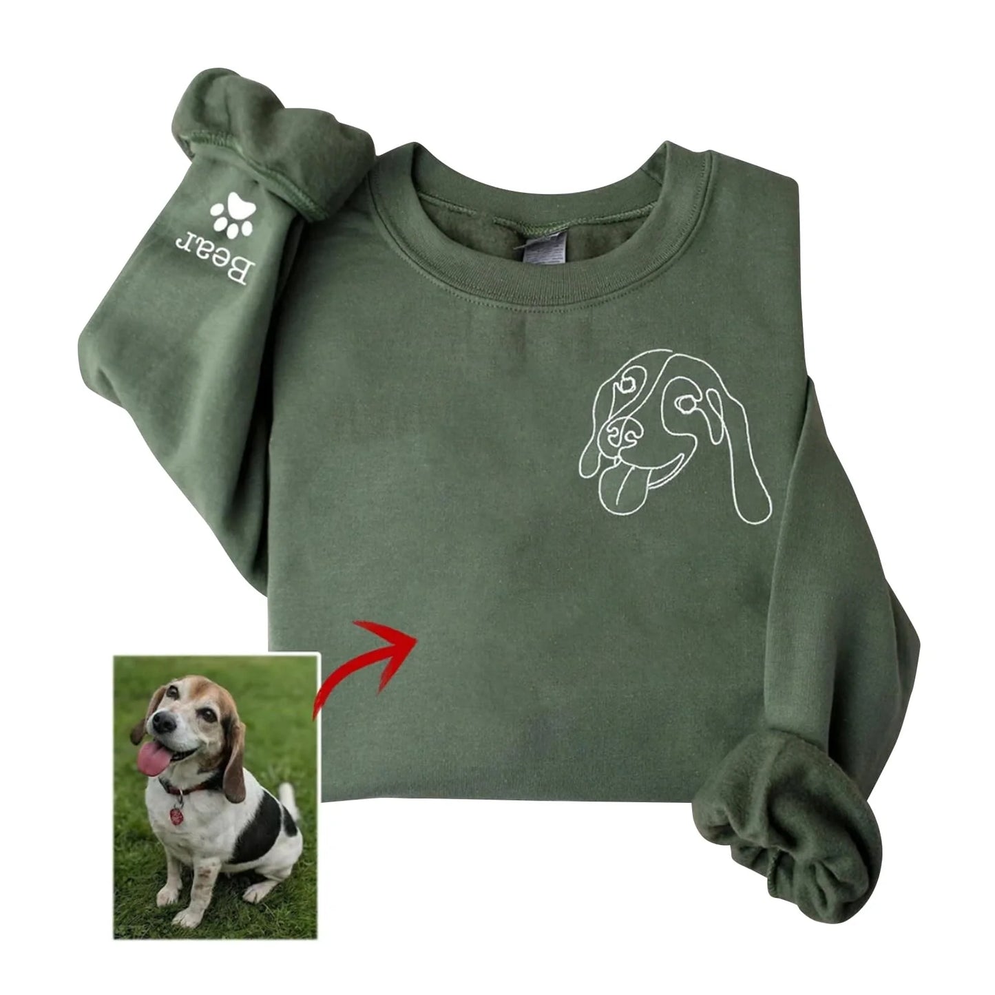 Custom Line Art Embroidered Hoodie for Pets