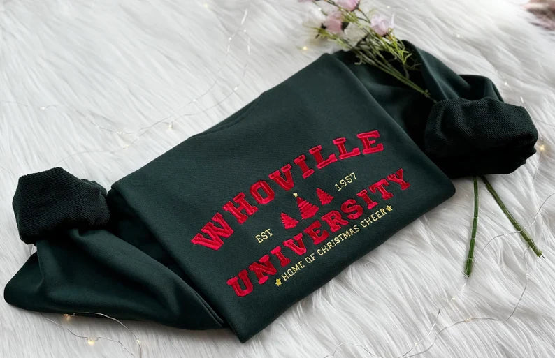 Embroidered Christmas Whoville University Sweatshirt