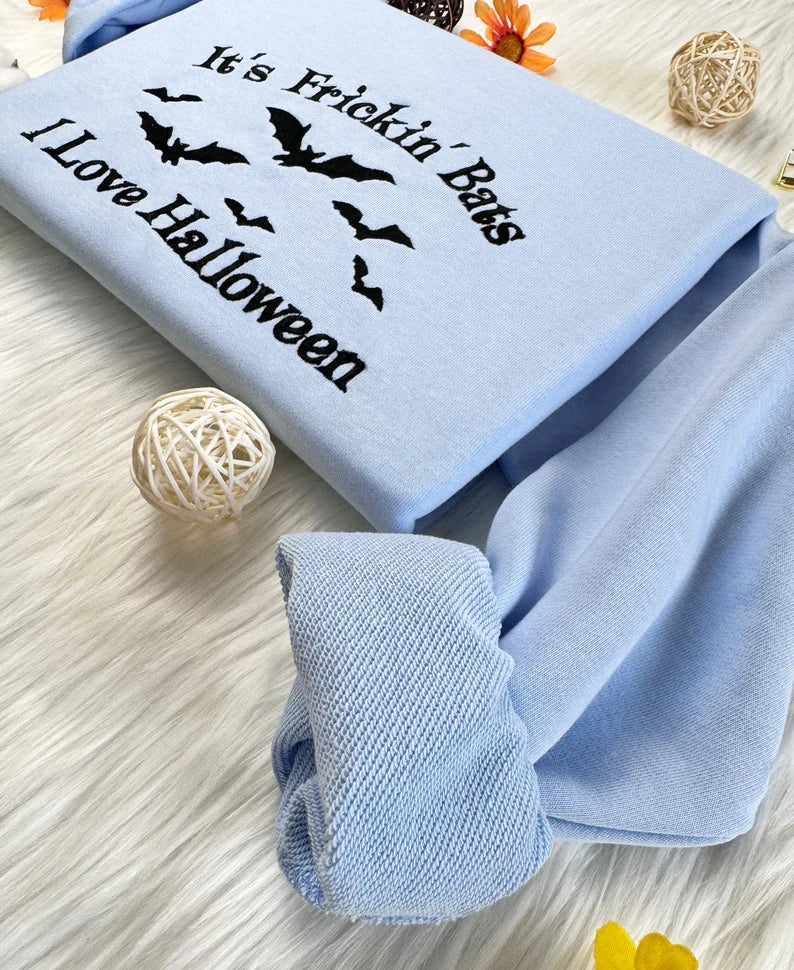 Embroidered It's Fricking Bats I Love Halloween Sweatshirt