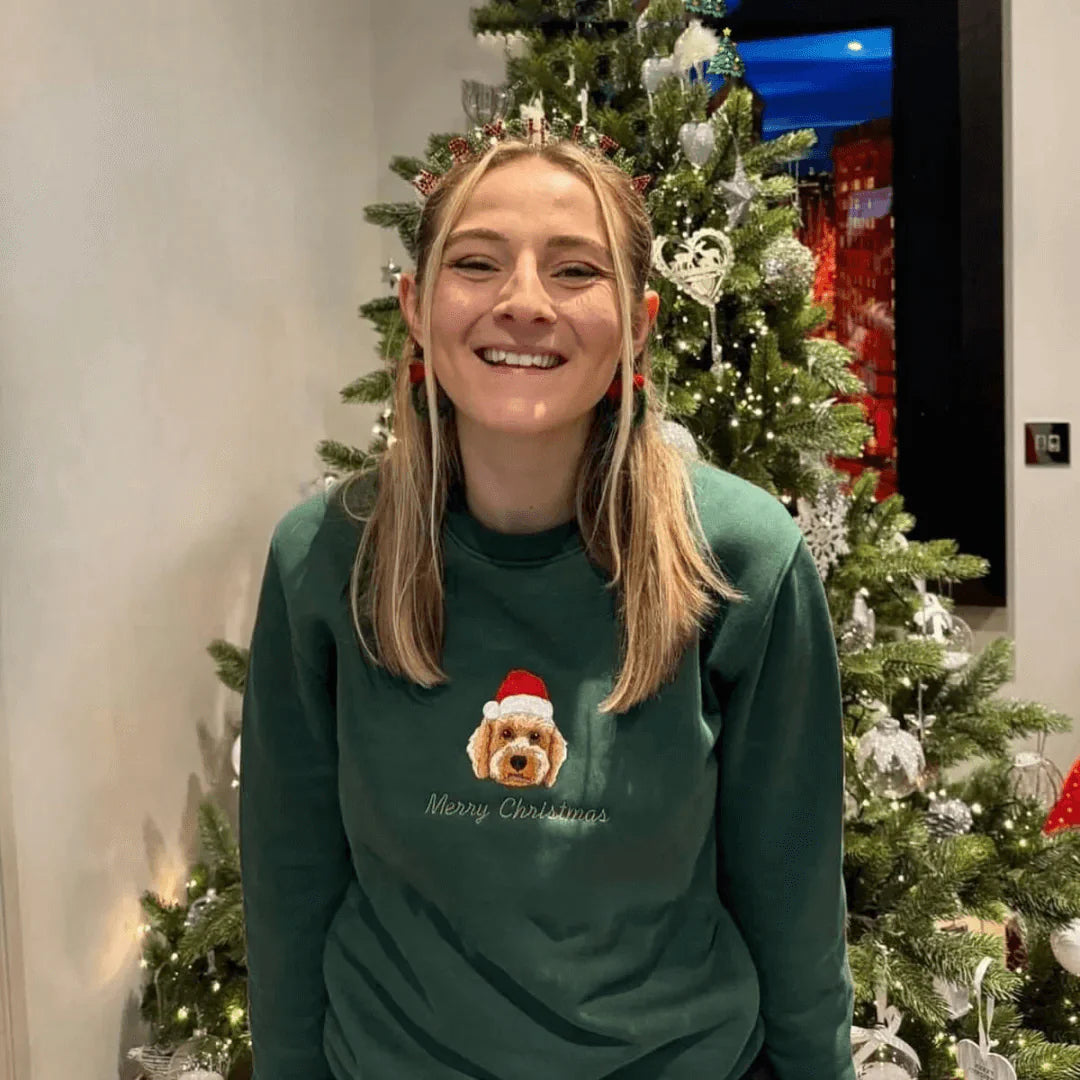 Custom Embroidered Pet Sweatshirt for Christmas