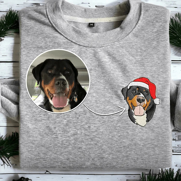 Custom Embroidered Pet Sweatshirt for Christmas