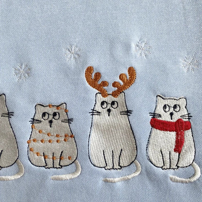 Embroidered Cute Four Christmas Cat Sweatshirt