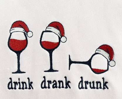 Embroidered Funny Drink Drank Drunk Christmas Snowman Hoodie