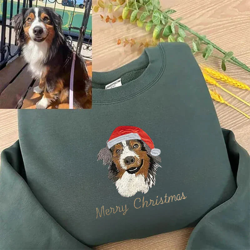 Custom Embroidered Pet Sweatshirt for Christmas