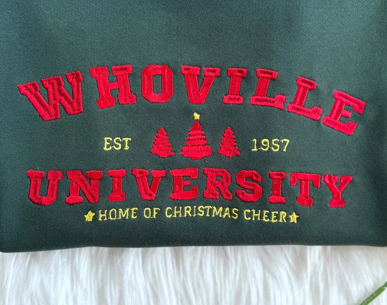 Embroidered Christmas Whoville University Sweatshirt